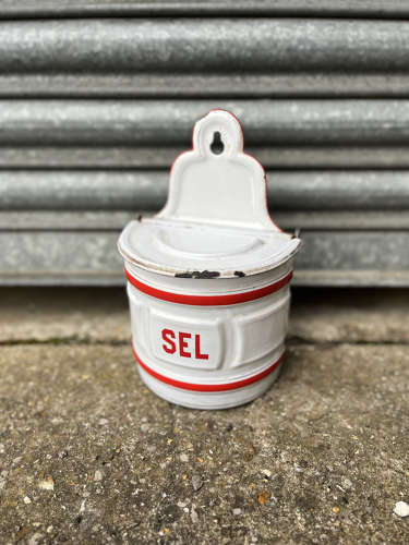French Enamel Salt Store
