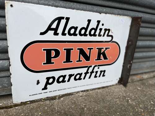 Aladdin Pink Parrafin Enamel Sign