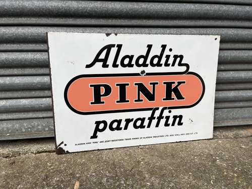 Aladdin Pink Parrafin Enamel Sign