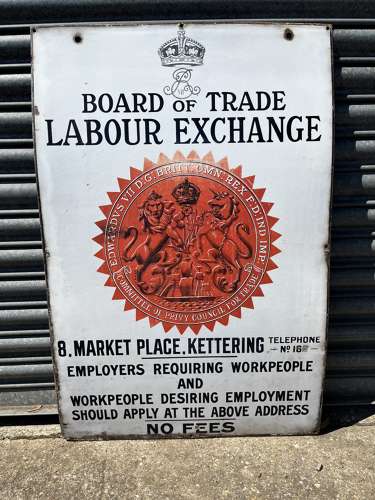 Board Of Trade Labour Exchange Enamel Sign