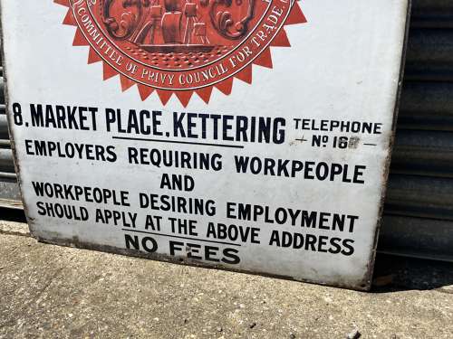 Board Of Trade Labour Exchange Enamel Sign