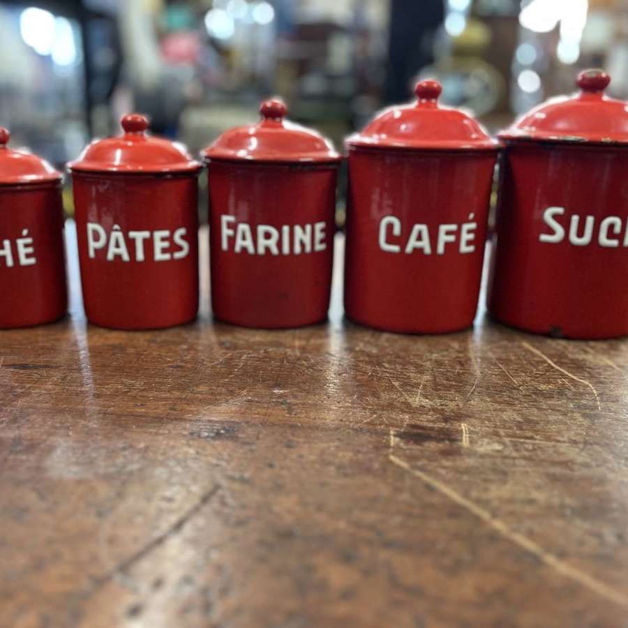 French Enamel Canisters