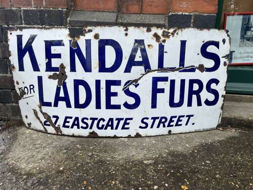 Kendall’s Furs Enamel Sign