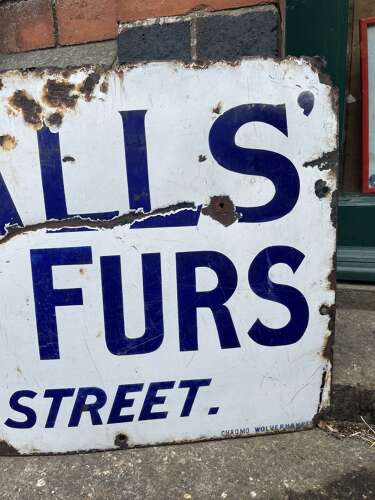 Kendall’s Furs Enamel Sign