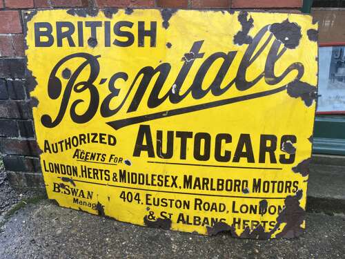 British Bentall Cars Enamel Sign