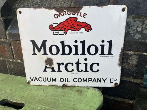Small Mobiloil Enamel Sign