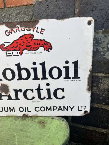 Small Mobiloil Enamel Sign