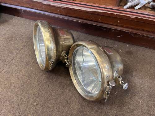 Pair of Brass CAV Headlamps