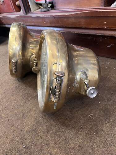 Pair of Brass CAV Headlamps