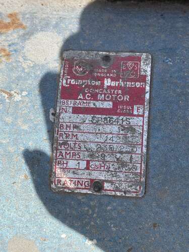 Compton Parkinson Electric Motor 1.5 HP Single Phase 1400 RPM